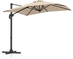 KOMFOTTEU Parasol 250 x 250 cm - zweefparasol - aluminium stang - draaibaar - kantelbaar - tuinparasol - voor tuinen en balkons
