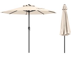 KOMFOTTEU Parasol 250cm - tuinparasol - met zwengel - stokparasol - met geventileerd parasol - voor tuin, strand, balkon