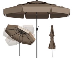 KOMFOTTEU Parasol 300 cm - met volant - 3-laags Geventileerd Doek - stokparasol - 45° knikbaar - tuinparasol - voor tuin, strand, balkon