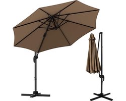 KOMFOTTEU Parasol 300 cm - zweefparasol met aluminium staaf - draaibaar - met 5 verstelbare hoeken - tuinparasol voor tuinen en balkons