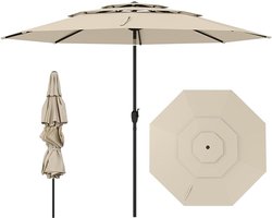 KOMFOTTEU Parasol 300cm - stokparasol - knikbaar - 3-laags Geventileerd Dak - tuinparasol - voor tuin, strand, balkon