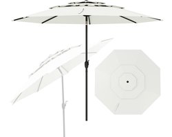 KOMFOTTEU Parasol 300cm - stokparasol - knikbaar - 3-laags Geventileerd Dak - tuinparasol - voor tuin, strand, balkon