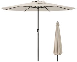 KOMFOTTEU Parasol 350cm - stokparasol - met zwengel - 2-laags Geventileerd Dak - tuinparasol - voor tuin, strand, balkon