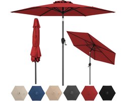 KOMFOTTEU Parasol - ademende overkapping - stokparasol - knikbaar - 230 cm - tuinparasol met zwengel - voor tuin, strand, balkon