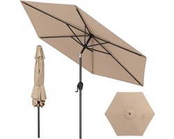 KOMFOTTEU Parasol - ademende overkapping - stokparasol - knikbaar - 230 cm - tuinparasol met zwengel - voor tuin, strand, balkon