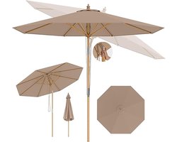 KOMFOTTEU Parasol - kantelbaar - bamboe paraplustok - 270 cm - tuinparasol - stokparasol - strandparasol - voor tuin, strand, balkon