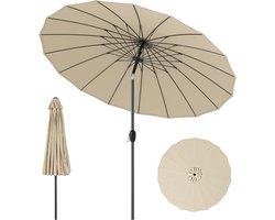 KOMFOTTEU Parasol -met 18 stangen van glasvezels - 265cm - stokparasol - knikbaar - tuinparasol - voor tuin, strand, balkon