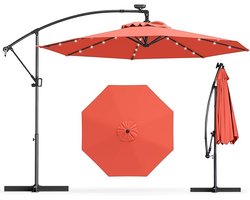 KOMFOTTEU Parasol Ø 300 cm - zweefparasol Solar LED - draaibaar - kantelbaar - tuinparasol met verlichting - voor tuinen en balkons