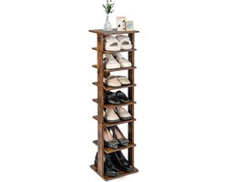 KOMFOTTEU Schoenenrek met 7 planken, ruimtebesparende schoenenkast, schoenenstandaard van hout, multifunctionele schoenenrek, tot 10 kg belastbaar, glad fineer, voor woningen en kantoren
