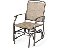 KOMFOTTEU Schommelstoel, tuinstoel met armleuning en rugleuning, campingstoel van ijzer en textiel, schommelstoel tot 150 kg belastbaar, voor balkon, tuin, terras (1 stuks)