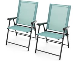 KOMFOTTEU Set van 2 Klapstoelen, balkonstoelen, set van 2, draagbaar, tuinstoelen met rugleuning, terrasstoelen, weerbestendig, campingstoelen, inklapbaar, voor tuin, balkon, terras (mintgroen)