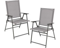 KOMFOTTEU Set van 2 tuinstoelen, klapstoelen, draagbaar, met armleuningen, balkonstoelen met ergonomische rugleuning, campingstoelen, tot 150 kg, outdoor stoelen, weerbestendig, voor tuin, balkon