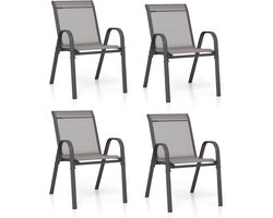 KOMFOTTEU Set van 4 tuinstoelen - stapelbar - eetkamerstoel met armleuningen en hoge rugleuning - belasting 150 kg - 56 x 70 x 84 cm