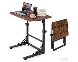 KOMFOTTEU Smalle Bijzettafel Inklapbaar – In Hoogte Verstelbare C-Vormige Laptoptafel – Industrieel Metaalframe – Compact & Multifunctioneel – Handig Tafeltje Voor Wonen & Werken