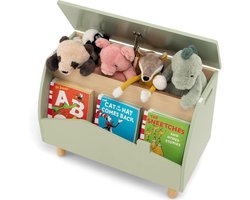 KOMFOTTEU Speelgoedkist van hout met dubbele opbergruimte, opbergdoos met deksel, ventilatiegaten en afgeronde hoeken, speelgoedopberg-organizer voor meisjes en jongens (groen)