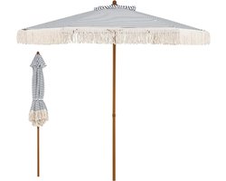 KOMFOTTEU strandparasol met franjes - aluminium paraplustok - parasol 200 cm - tuinparasol - stokparasol met ventilatieopening - voor tuin, strand, balkon