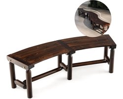 KOMFOTTEU Tuinbank, oppervlaktecarbonisatie, houten bank voor 2 personen, parkeerbanken, belasting 150 kg, voor terras, balkon, vintage (gebogen vorm, 139 x 36 x 41 cm)