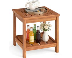 KOMFOTTEU Tuintafel houten - Weerbestendige Bijzettafel - met Opbergvak - Houten Tafel - Balkontafel - Vierkant - voor Tuin, Balkon - 45 x 45 x 44 cm