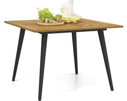 KOMFOTTEU Tuintafel met 5 cm schermgat, eettafel van acaciahout, houten tafel voor 4 personen, terrastafel voor tuin, achtertuin, veranda