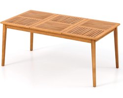 KOMFOTTEU Tuintafel met 5 cm schermgat, eettafel van acaciahout, houten tafel voor 6 personen, terrastafel voor tuin, achtertuin, veranda