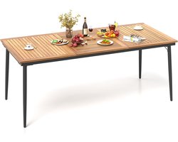 KOMFOTTEU Tuintafel met luifelgat, eettafel van acaciahout, houten tafel voor 8 personen, terrastafel, 200 x 90 x 75 cm, voor buiten, tuin, patio