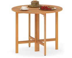 KOMFOTTEU Tuintafel - Opvouwbaar - Houten - Ø 90 cm - tafel van acaciahout - Balkontafel - Ronde eettafel - voor tuin, balkon, terras - 90 x 90 x 75 cm