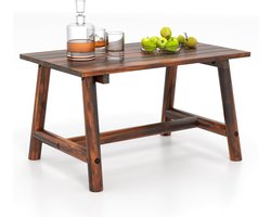 KOMFOTTEU Tuintafel van massief hout, bijzettafel voor buiten, belasting 125 kg, rechthoekig, lage tafel met lamellenplaat, voor balkon, terras, 90 x 55 x 50 cm, bruin