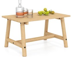 KOMFOTTEU Tuintafel van massief hout, bijzettafel voor buiten, belasting 125 kg, rechthoekig, lage tafel met lamellenplaat, voor balkon, terras, 90 x 55 x 50 cm (natuur)