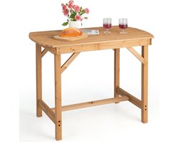 KOMFOTTEU Tuintafel voor 4-6 personen, buitentafel van dennenhout met parasolgat, voor terras, balkon, terras, belasting 180 kg, 100 x 60,5 x 75 cm, natuur
