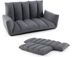 KOMFOTTEU Vloerbank inklapbaar, vloerstoel met 5 standen, verstelbare rugleuning en armleuningen, gevoerde ligstoel, slaapstoel, relaxstoel, vloerstoel, voor woonkamer, 119 x 76 x 60 cm