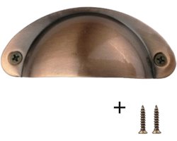 Komgreep Antiek Koper – 8 cm – Inclusief 2 Schroeven – Vintage Meubelgreep voor Kast of Lade