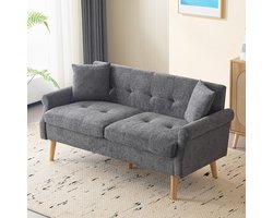 Komhtom 2-zitsbanken gestoffeerde meubels chenille stof tweezitsbank gestoffeerde bank bank met dikke kussens geschikt voor de woonkamer slaapkamer appartement Grijs