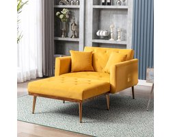 Komhtom 2-zitsbanken Moderne fauteuil fauteuil met verstelbare rugleuning chaise longue opvouwbare bank geschikt voor de woonkamer slaapkamer kantoor (mango)