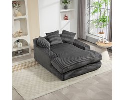 Komhtom 2-zitsbanken Moderne slaapbank in corduroy Couch met 3 zachte kussens comfortabele bijzetbank voor woonkamer appartement kantoor (donkergrijs)