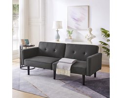 Komhtom 2-zitsbanken [Multifunctionele verstelbare slaapbank] 2-in-1 slaapbank tweezitsbank onafhankelijk verstelbare dubbele rugleuningen met slaapfunctie katoen en linnen bekleding schuim met hoge dichtheid