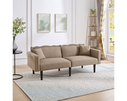 Komhtom 2-zitsbanken Tweezitsbank bank met chaise longue onafhankelijk verstelbare rugleuningen metalen versieringen katoen en linnen bekleding schuim met hoge dichtheid Antiek bruin
