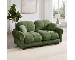 KOMHTOM Bank 2-zits - Chenille - Modulaire Zitbank met Dikke Kussens - Ergonomische Rugleuning - Woonkamer - Groen