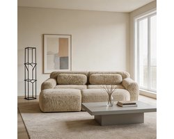 Komhtom - Boneless Cloud-banken van zachte pluche stof - modulaire slaapbank met 2 voetenbankjes - tweezitsbanken - geen montage nodig - comfortabele bank voor de woonkamer - lichtkaki