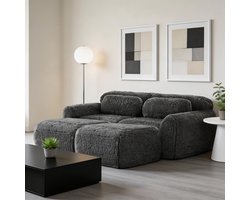 Komhtom - Boneless Cloud-banken van zachte pluche stof - modulaire slaapbank met 2 voetenbankjes - tweezitsbanken - geen montage nodig - comfortabele bank voor de woonkamer - grijs