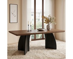 KOMHTOM Eettafel - 160x80 cm - 4-6 Personen - Walnootkleur - Modern Design - Krasbestendig - Waterbestendig - 4cm Dik Tafelblad - Keukentafel Eetkamertafel - Woonkamer Eetkamer - Rechthoekig - Stijlvol