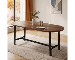 KOMHTOM Eettafel - 180x80x75 cm - Geschikt voor 6-8 Personen - Walnoot - Metalen Poten - Industrieel Design - Eetkamertafel - Keukentafel - Moderne Tafel voor Woonkamer