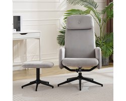 KOMHTOM Fauteuil schommelstoel ergonomische zitting kussen inbegrepen voetensteun rubberen Teddy fluweel wit