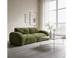 Komhtom - Frame-loze modulaire 2-zitsbank - van comfortabele chenille-stof - 32D-schuim met hoge dichtheid - antislipontwerp en geen montage nodig - geschikt voor de woonkamer - groen
