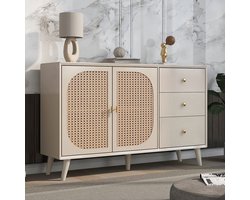 KOMHTOM Kast Dressoir Eetkamer Woonkamer Ladekast Opbergruimte met deuren en laden Gebroken wit