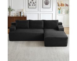 KOMHTOM - L-vormige Cloud modulaire bank - Diepe zitting - Geen montage nodig - Slaapbank voor woonkamer, slaapkamer, appartement - Kleur: Zwart
