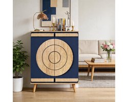 KOMHTOM - Moderne schoenenkast - Ronde geometrische deuren - Opbergruimte op verschillende niveaus - Stevige houten poten