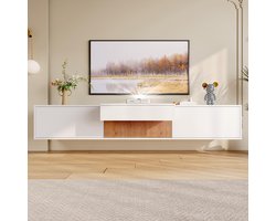 KOMHTOM Moderne tv-meubel, tv-standaard, tv-paneel, lage tv-standaard. Uniek ontwerp, geschikt voor een projector. 180 x 34 x 30 cm (L x B x H)