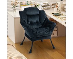 KOMHTOM - Relaxstoel - Comfortabele stoel met metalen frame en zijvak - Eenvoudige stijl - Voor slaapkamers, woonkamer en balkon