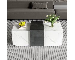 KOMHTOM Salontafel Bijzettafel klassiek in faux marmer ideaal voor de woonkamer en het bureau wit