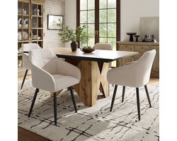 KOMHTOM Tafel eetkamertafel voor 4-6 personen Moderne houten keukentafel niet afneembare bistrotafel Lichtbruin Geen stoel